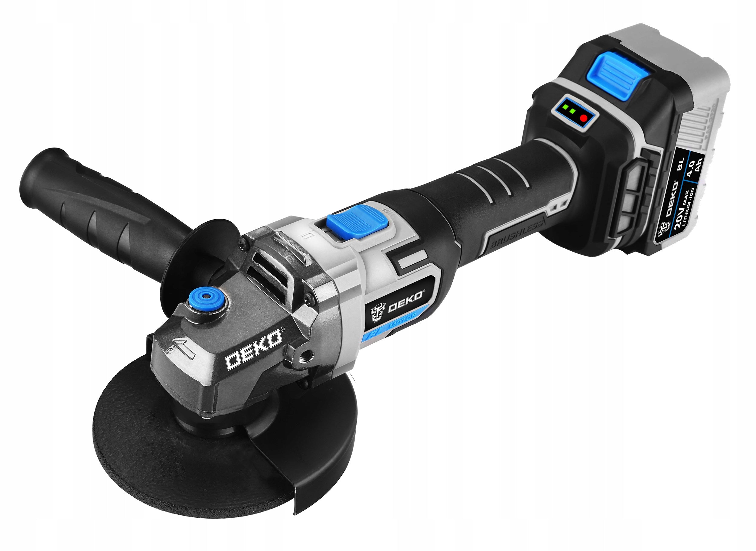CORDLESS ANGLE GRINDER BRUSHLESS RUBBER CORD 4.0Ah DEKO Packaging status original