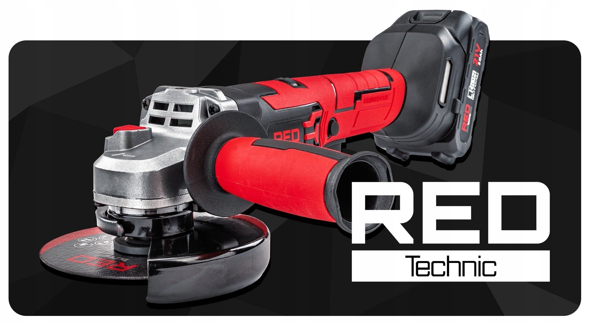 CORDLESS ANGLE GRINDER DIAX ANGLE CHARGER SET 2AKU 10DISC Brand RED TECHNIC