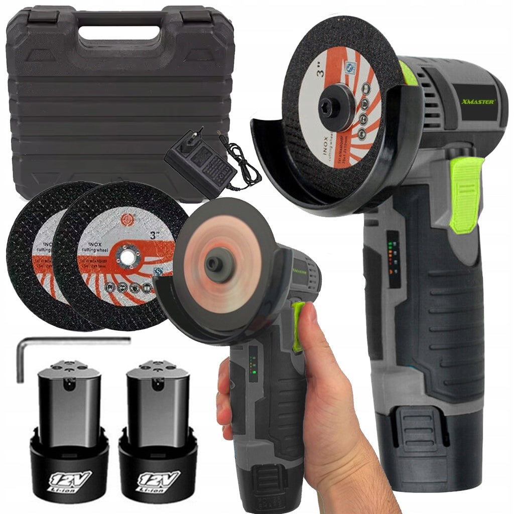 CORDLESS ANGLE GRINDER MINI RUBBER BAND 19500 RPM 2x DISCS + 2x AKU
