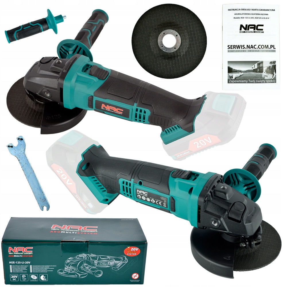 CORDLESS ANGLE GRINDER NAC 125 MM SERIES AKUMULITISYSTEM 20V BODY