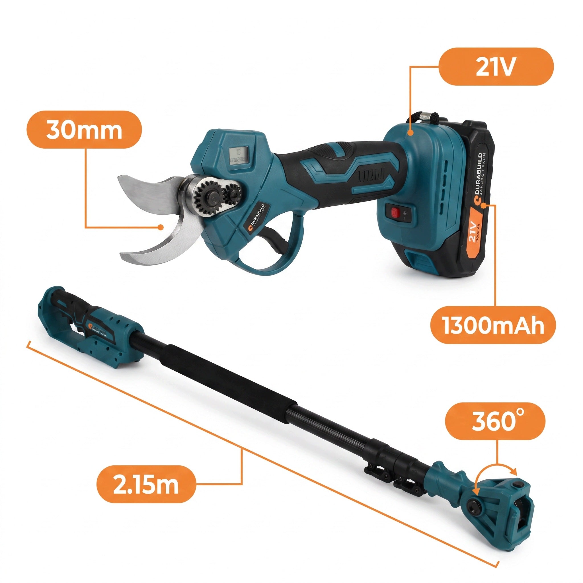 CORDLESS BOOM PRUNER 21V GARDEN ORCHARD SHEARS 360 2IN1 Manufacturer code SEKATOR AKUMULATOROWY NA WYSIĘGNIKU 21V