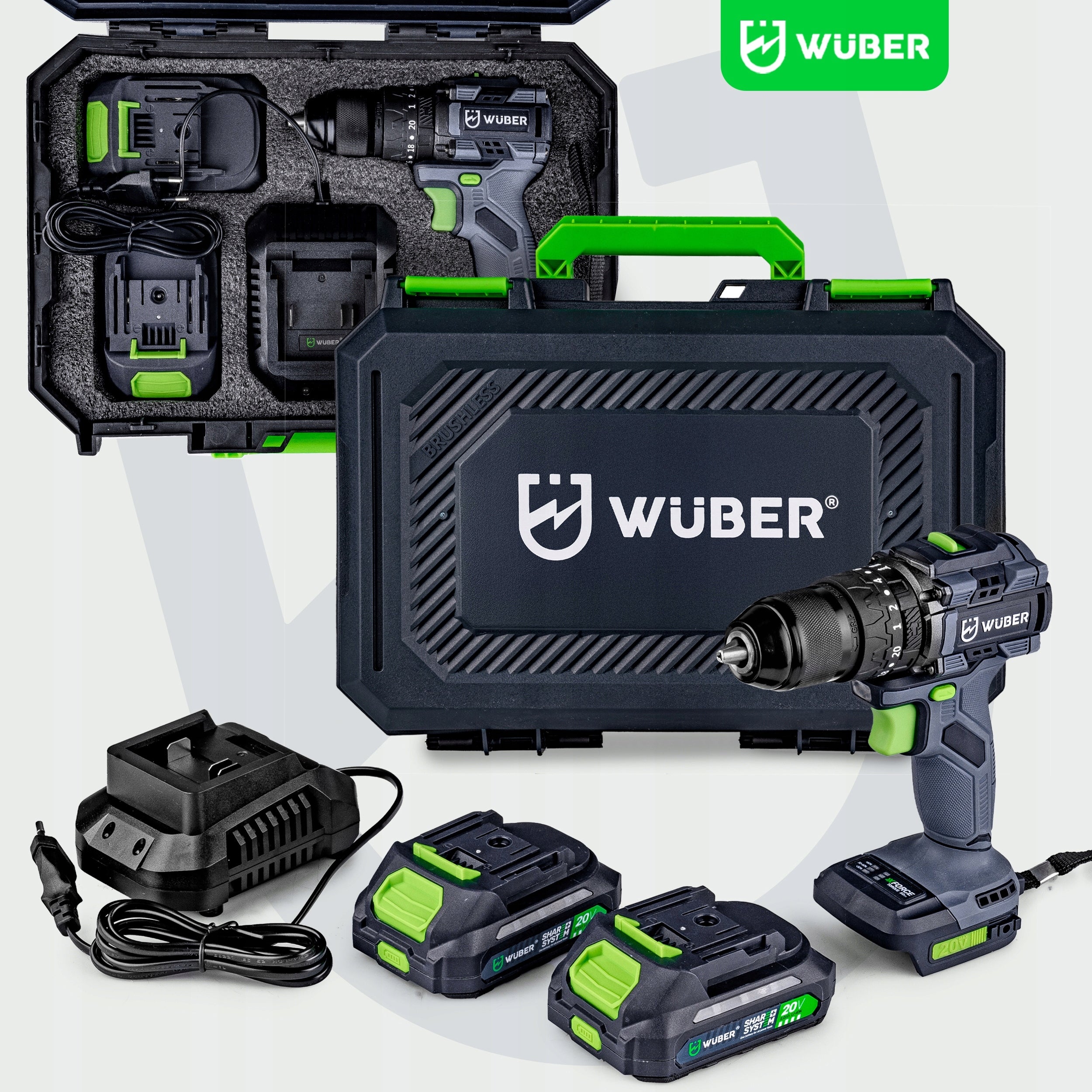 CORDLESS BRUSHLESS DRILL/DRIVER + 2X AKU + CHARGER SET Battery capacity 2 Ah