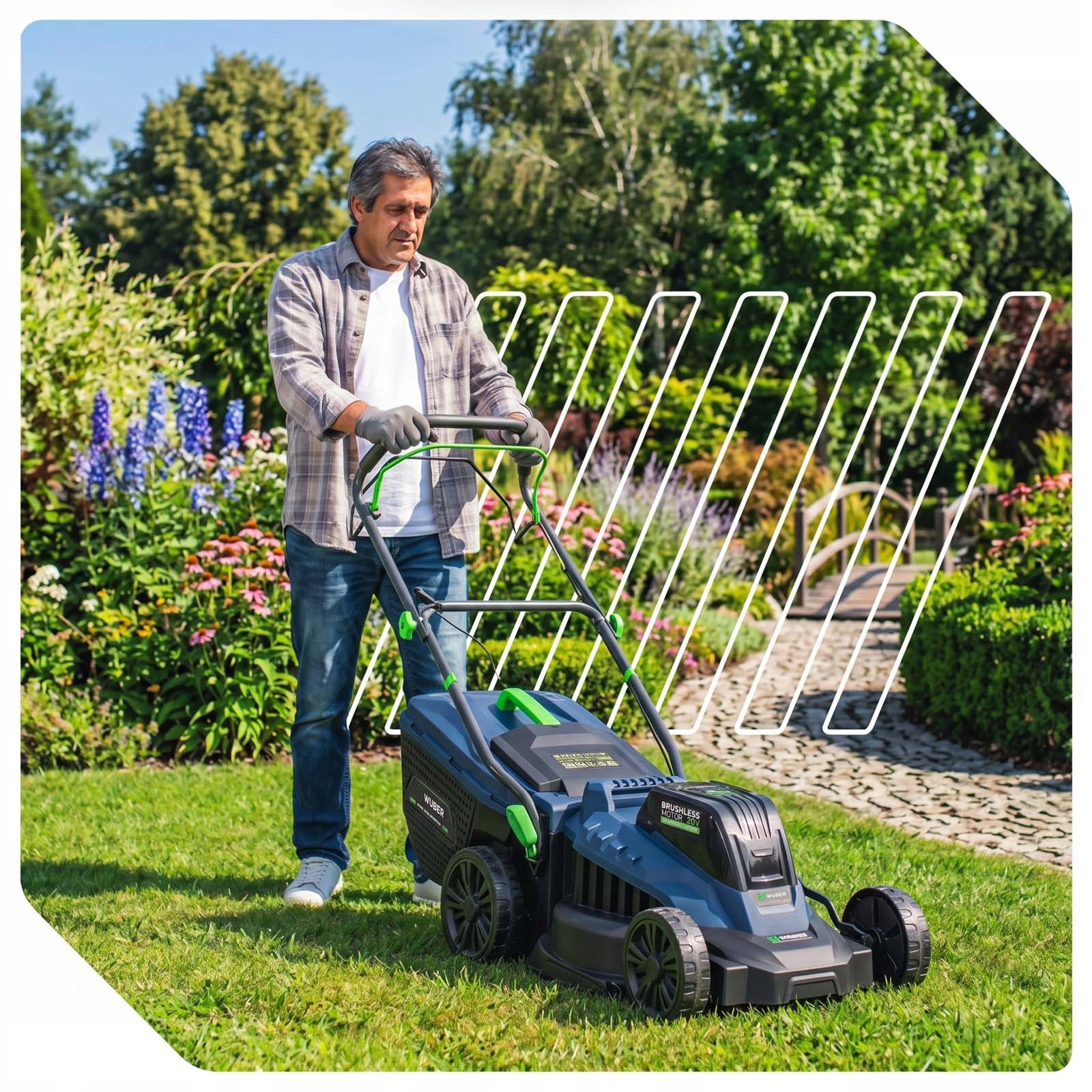 CORDLESS BRUSHLESS LAWN MOWER AKU 6.0AH SOLID STRONG WUBER Brand Wuber
