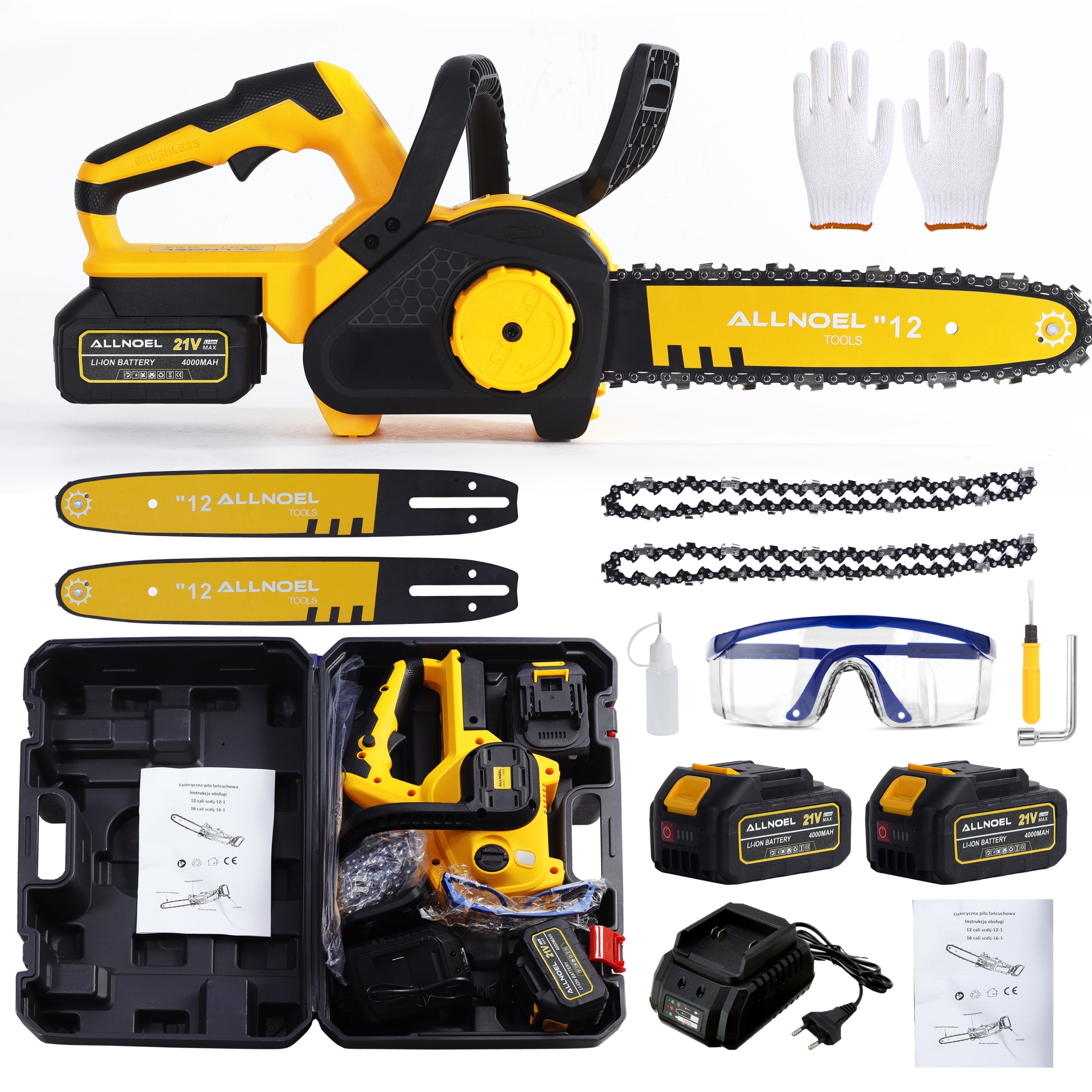 CORDLESS CHAINSAW 12 BRUSHLESS HAND BRANCH SAW 4AH Packaging status original