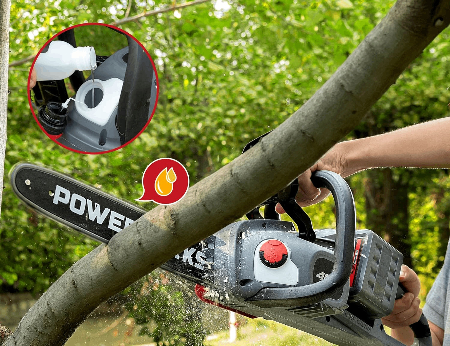 CORDLESS CHAINSAW 35CM 2X20V AKU 4AH 12M/S OIL TANK Packaging status original
