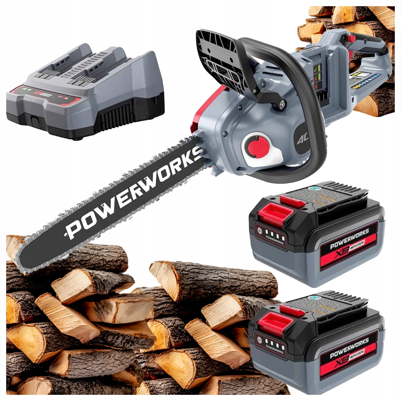 CORDLESS CHAINSAW 35CM 2X20V AKU 4AH 12M/S OIL TANK