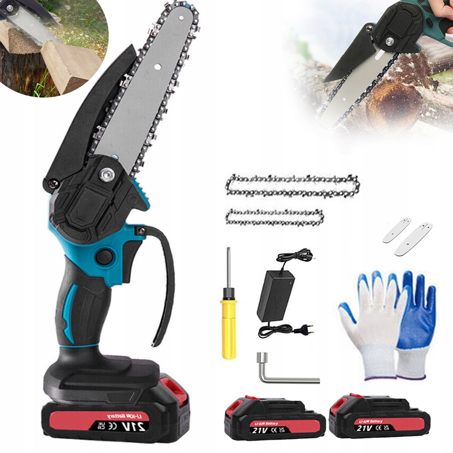 CORDLESS CHAINSAW 4+6” SAW + 2X BATTERY 21V 500W SET