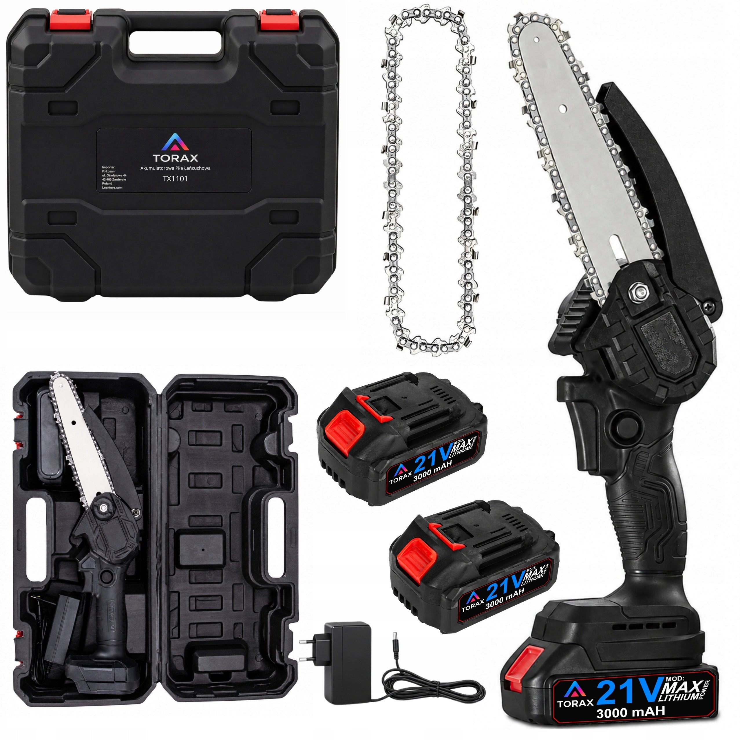 CORDLESS CHAINSAW 6" BRANCH SAW 2xAKU 21V FOR GARDEN Packaging status original