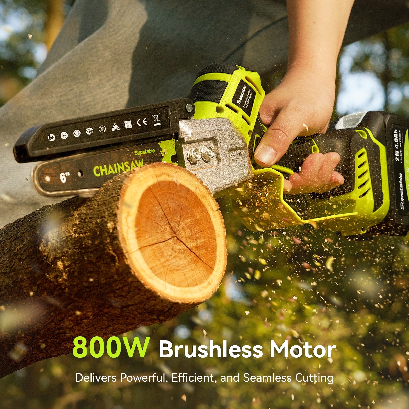 CORDLESS CHAINSAW 6" BRUSHLESS BRANCH SAW 2xAKU 21V Power supply rechargeable battery