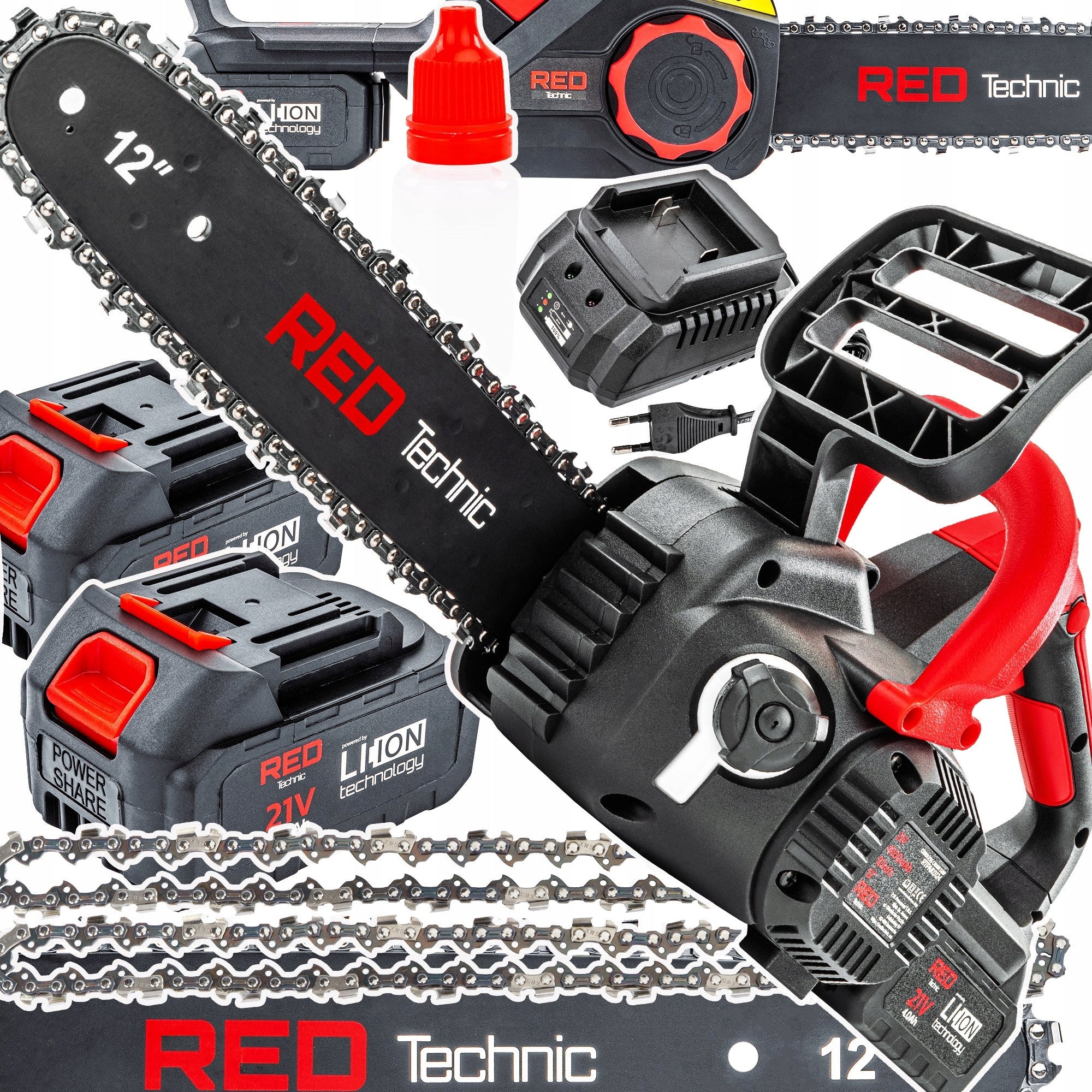 CORDLESS CHAINSAW BRANCH SAW 2x AKU 4AH + 2x CHAIN