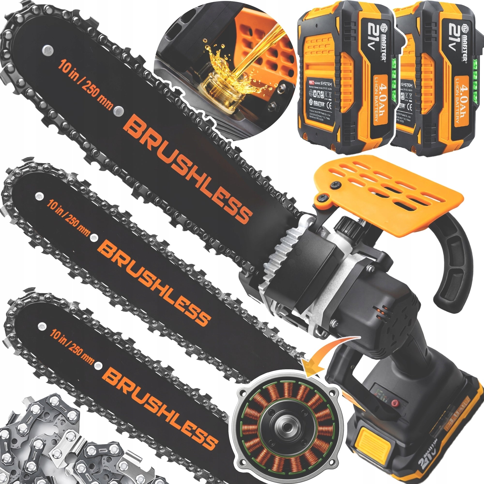 CORDLESS CHAINSAW BRUSHLESS 2xAKU 4Ah BAG MP0008