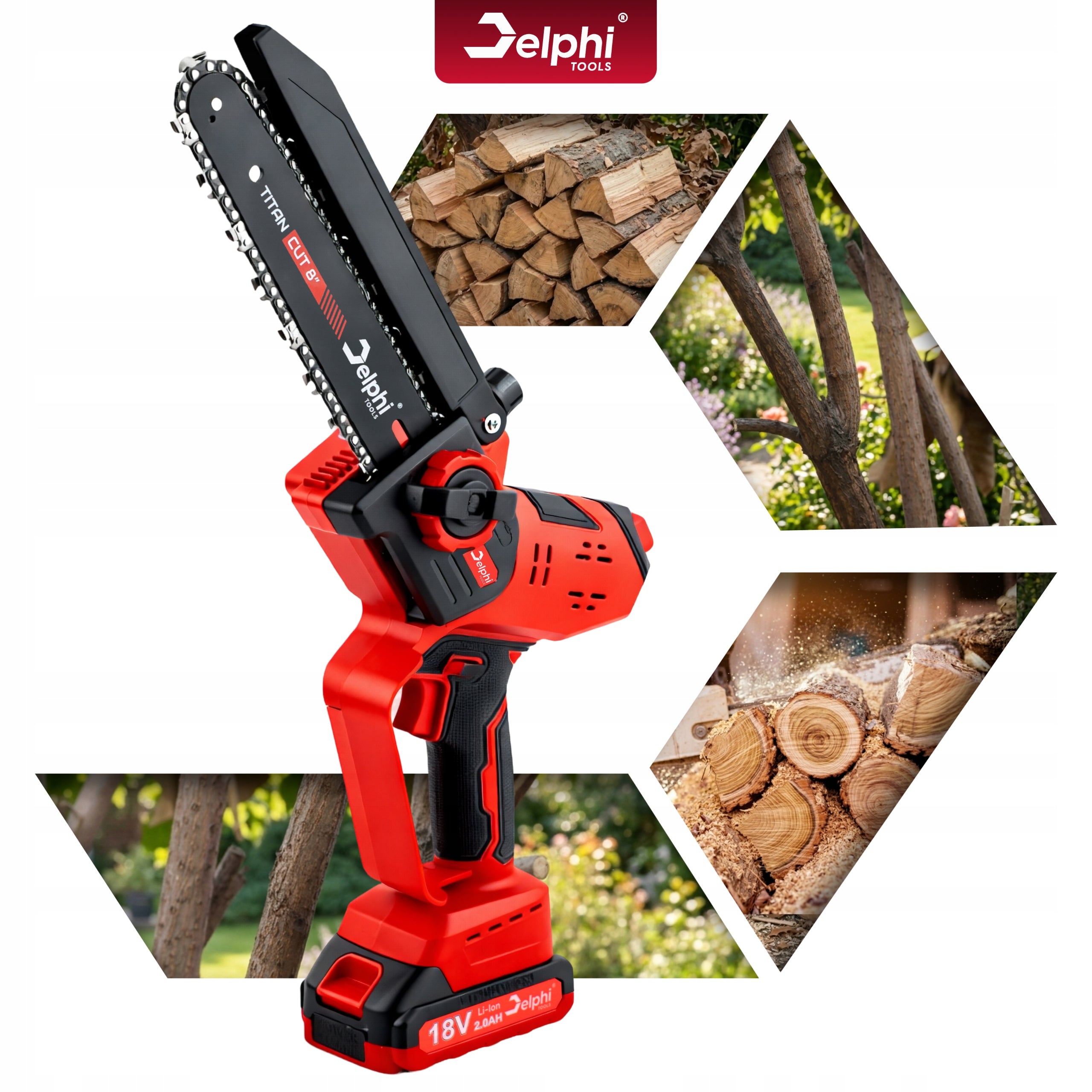 CORDLESS CHAINSAW ELECTRIC BRANCH SAW 8" 2xAKU STRONG Manufacturer code Mocna Pilarka Gałęziówka Elektryczna 2x AKU