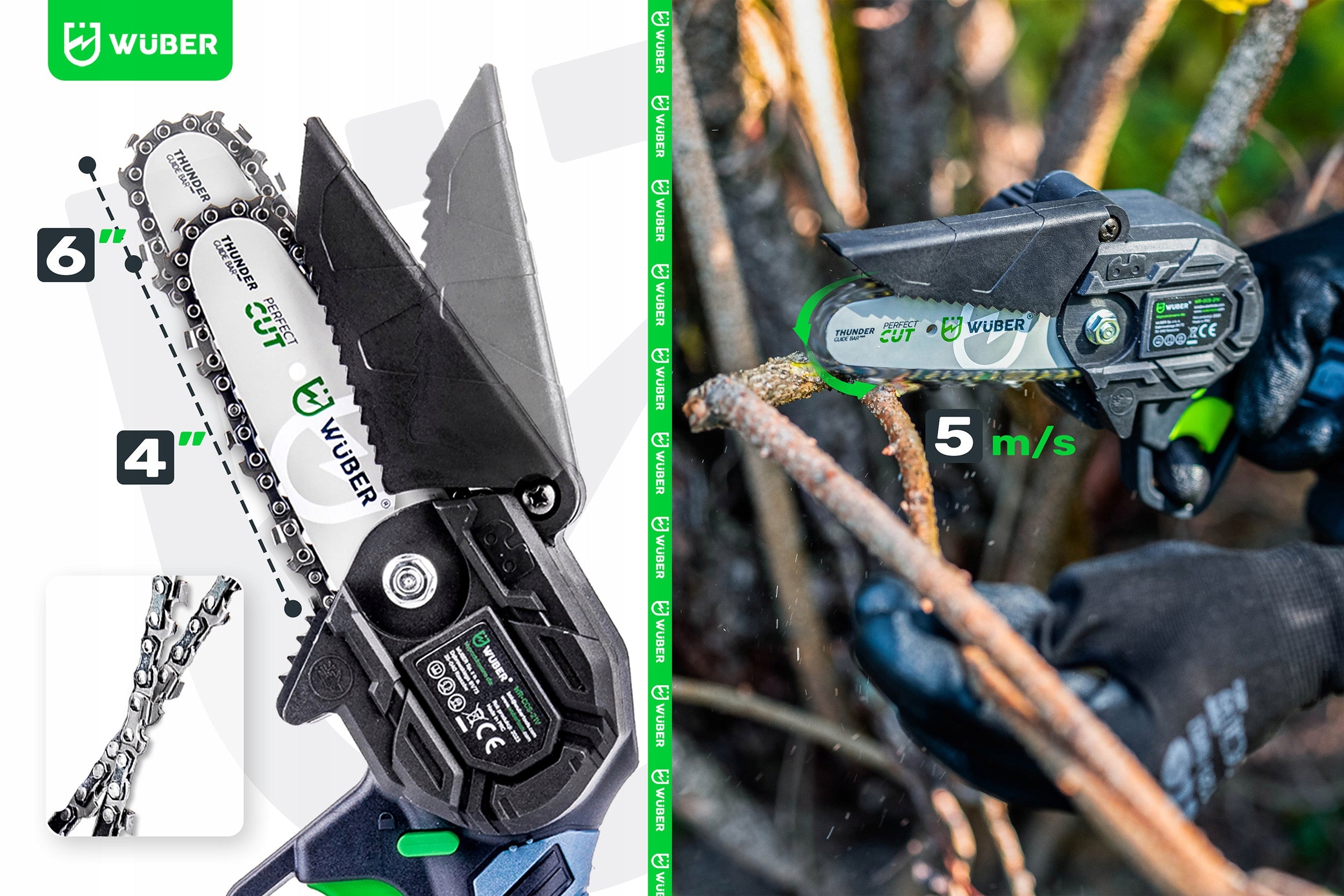CORDLESS CHAINSAW MINI BRANCH SAW 2xAKU 2xCHAIN Guide length 10 cm
