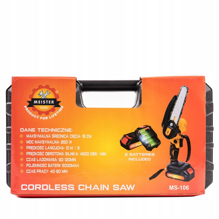 CORDLESS CHAINSAW MINI SAW 2x STRONG SCYTHE Brand Meister