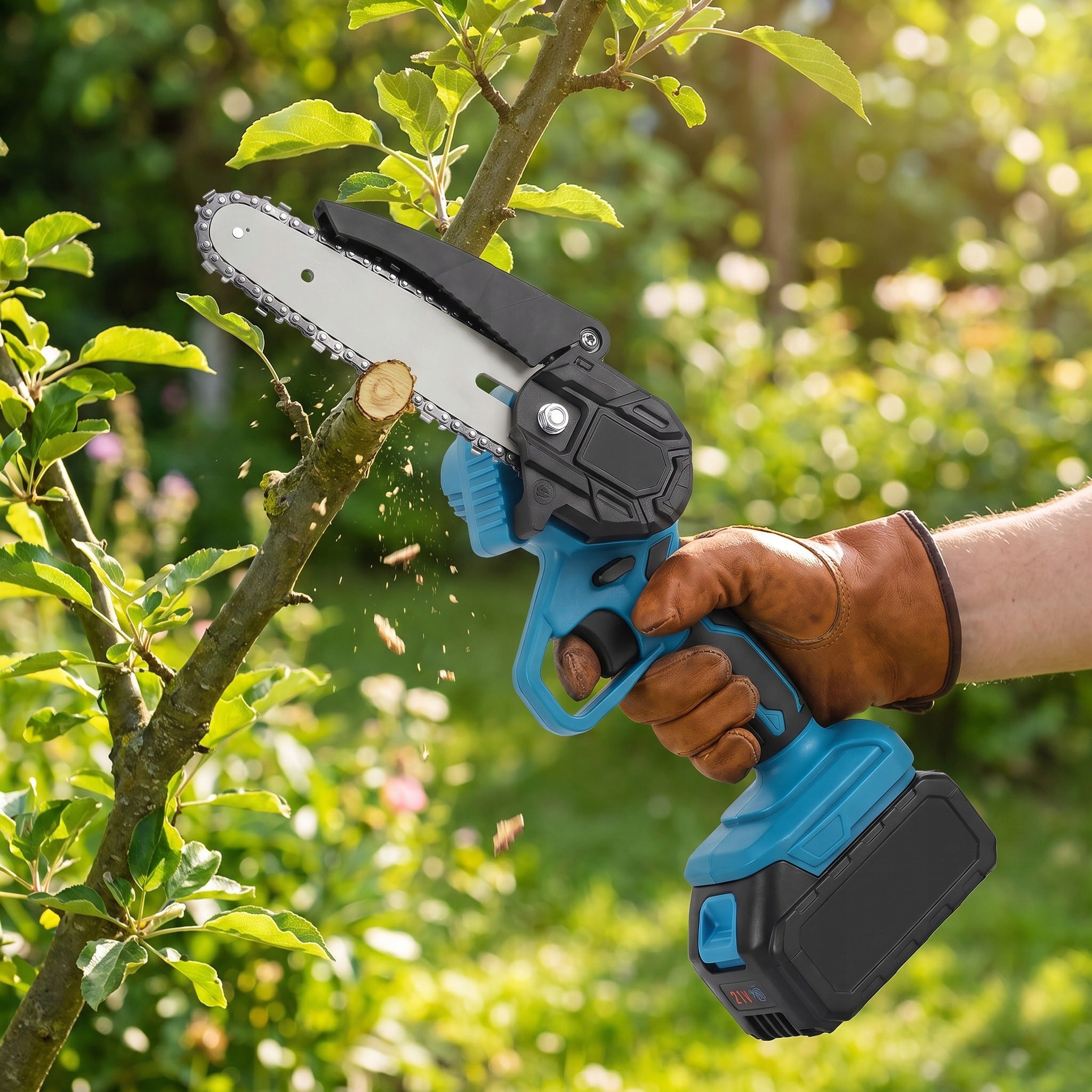 CORDLESS CHAINSAW MINI SAW 6" 4" 21V 2xAKU FOR BRANCHES SET Packaging status original