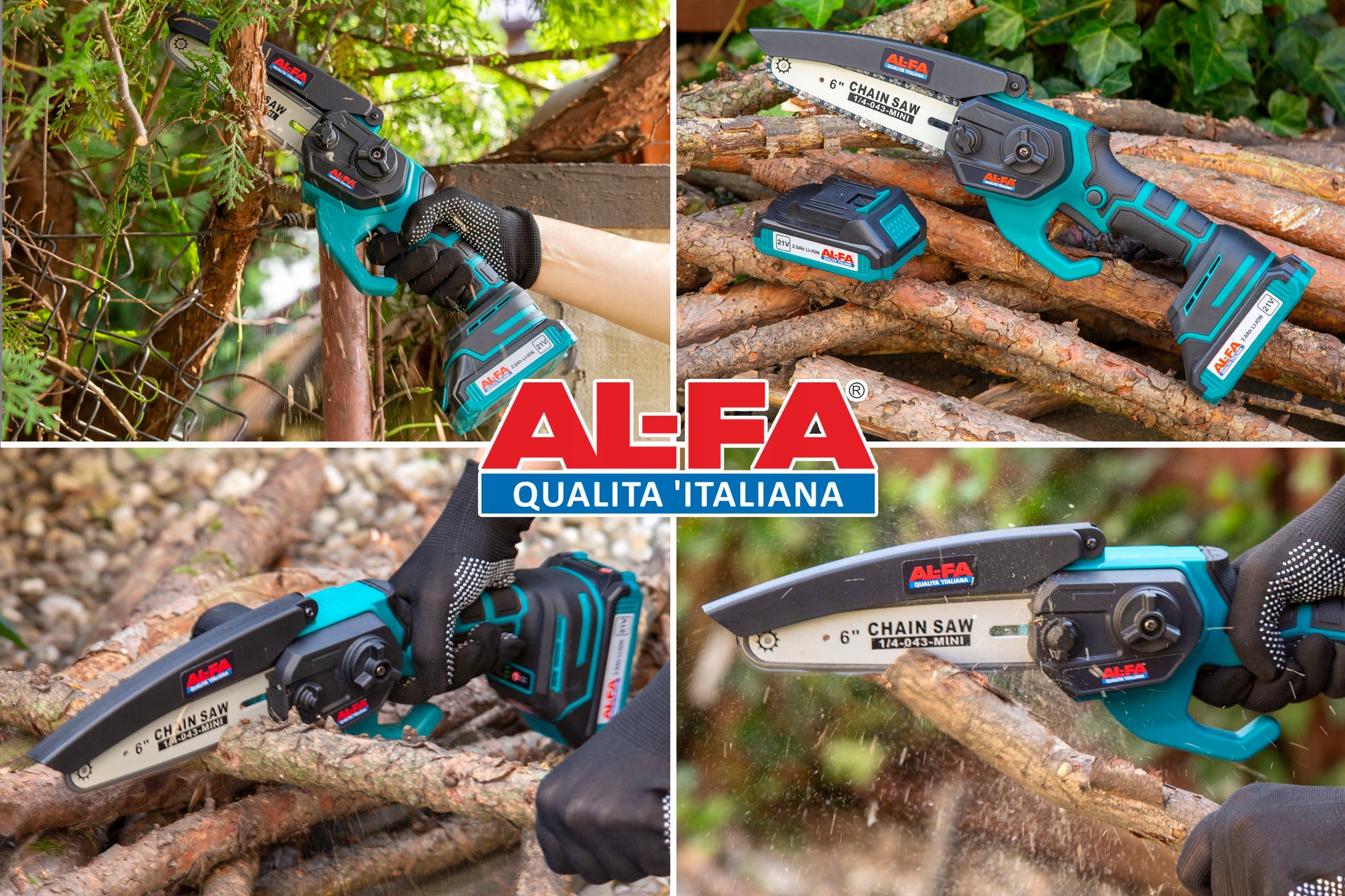 CORDLESS Chainsaw 6" BRUSHLESS 2xbatteries 2x prow,łanc Power supply rechargeable battery