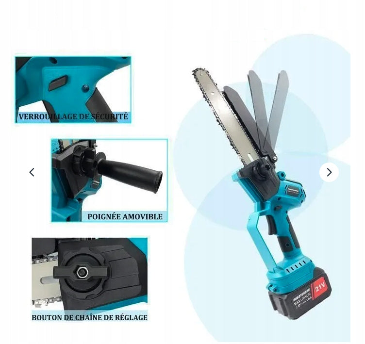 CORDLESS Chainsaw 8" BRUSHLESS Lubrication 2xAku 3Ah Power supply rechargeable battery