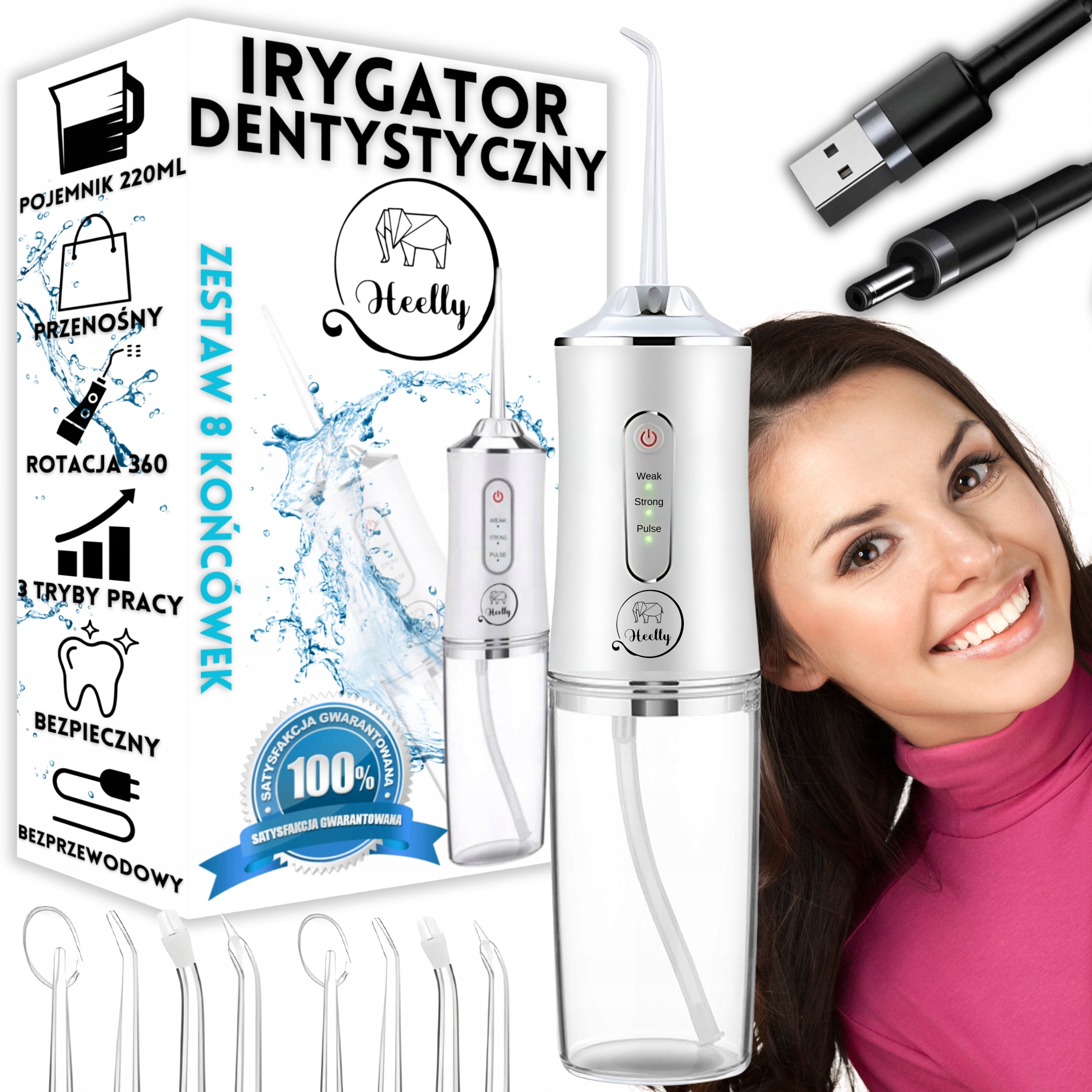 CORDLESS DENTAL TOOTH IRRIGATION POWERFUL 8 NOZZLES 3 HEELLY MODES