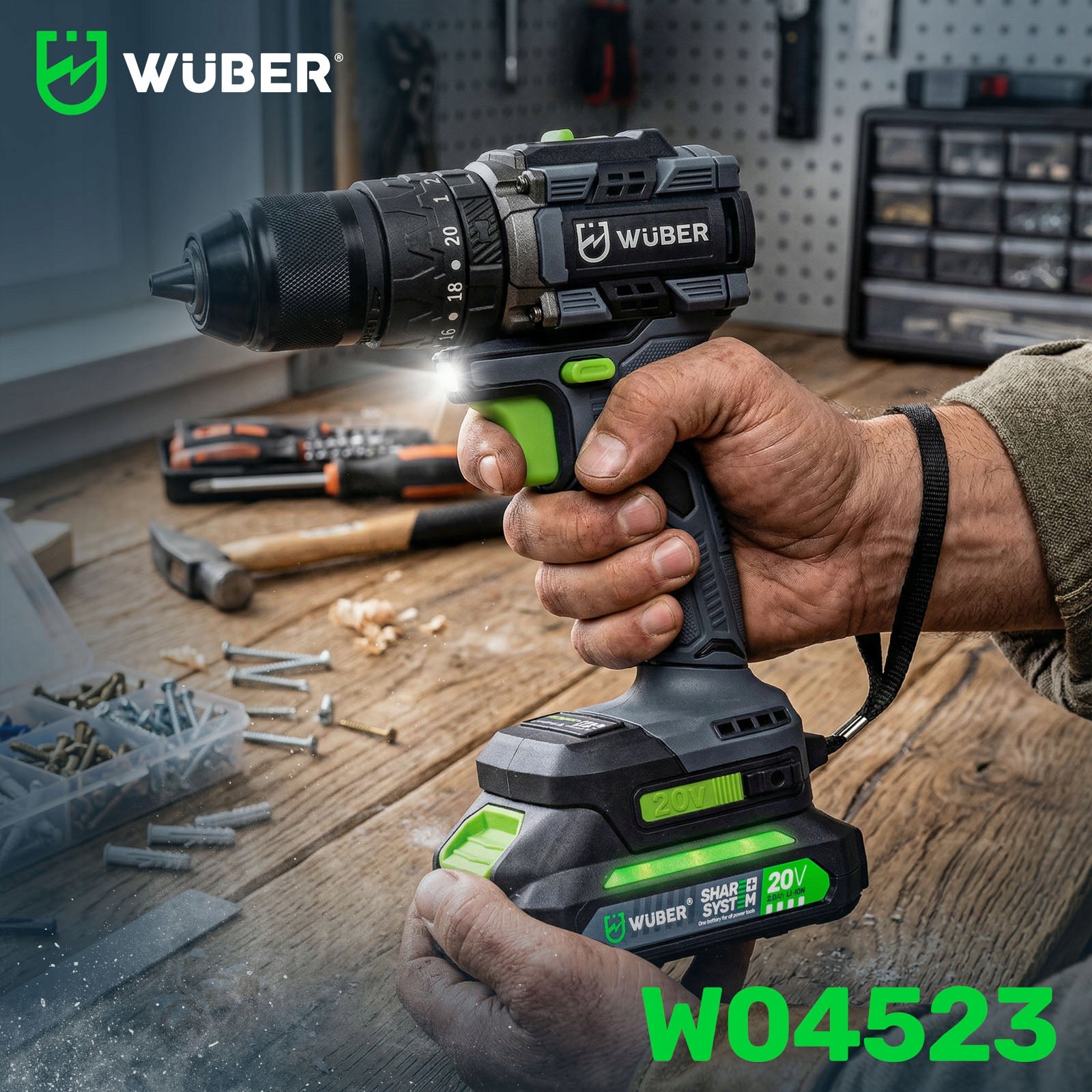 CORDLESS DRILL/DRIVER WITH IMPACT 20V BRUSHLESS 50Nm + SUITCASE Number of batteries brak akumulatora