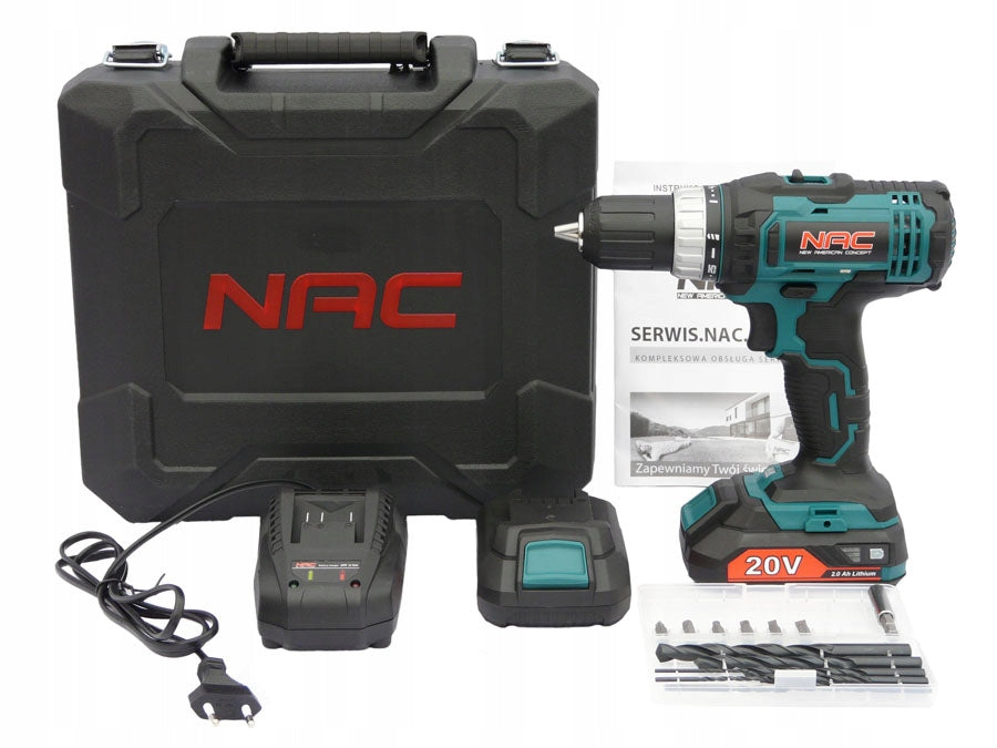 CORDLESS DRILL NAC 20 V 2 BATTERIES 2 GEARS + SUITCASE Manufacturer code 40202