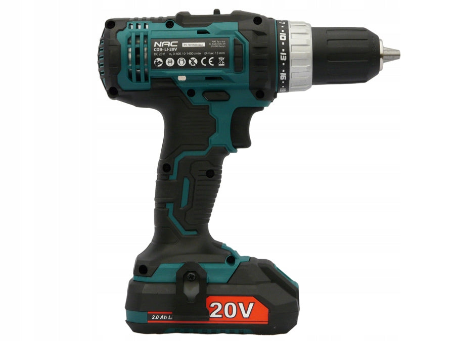 CORDLESS DRILL NAC 20 V 2 BATTERIES 2 GEARS + SUITCASE Number of batteries 2