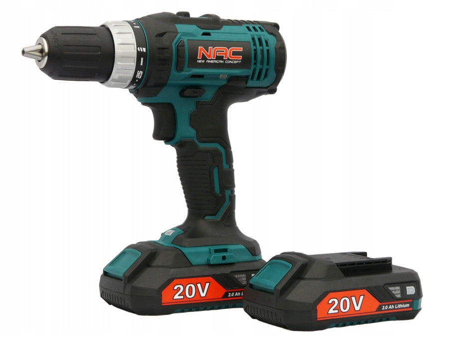 CORDLESS DRILL NAC 20 V 2 BATTERIES 2 GEARS + SUITCASE Series Zestaw 20 V