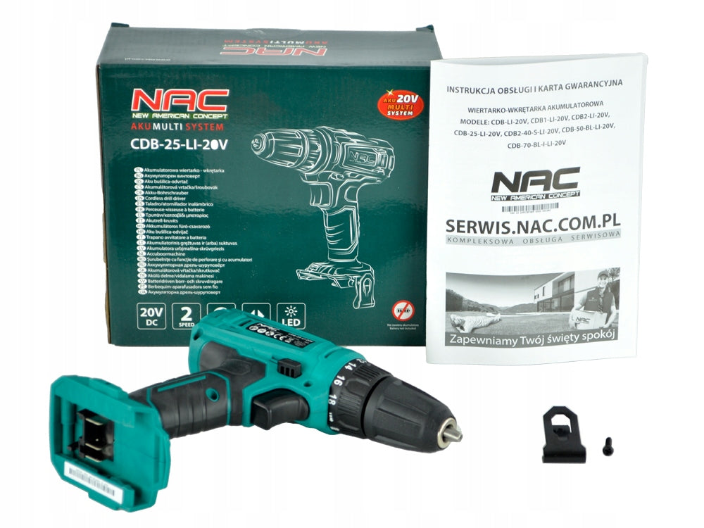 CORDLESS DRILL NAC 20 V 2 GEARS BODY AKUMULTISYSTEM 20 V Brand NAC