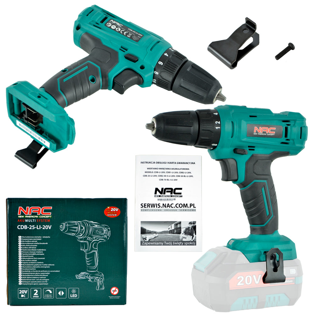 CORDLESS DRILL NAC 20 V 2 GEARS BODY AKUMULTISYSTEM 20 V