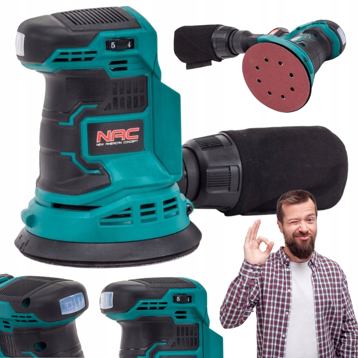 CORDLESS ECCENTRIC GRINDER NAC OS-125-LI-20V DIAMETER 125MM