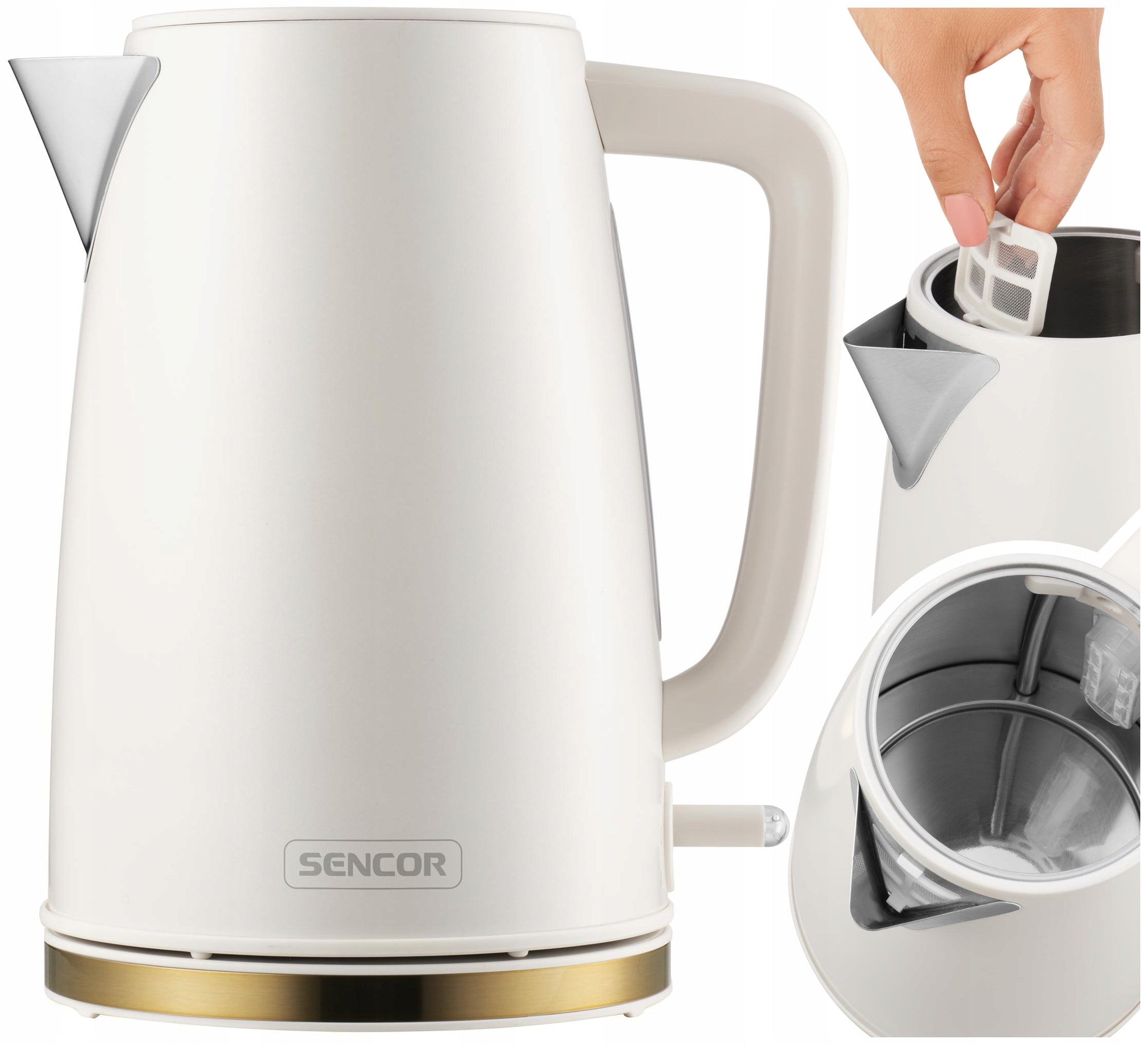 CORDLESS ELECTRIC KETTLE 1,7 L SENCOR 2200 W WITH WHITE AND GOLD FILTER