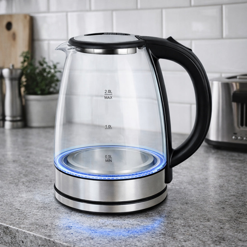 CORDLESS ELECTRIC KETTLE 1500W GLASS BACKLIGHT LED 2L STRONG Manufacturer code CZAJNIK003 Allbag