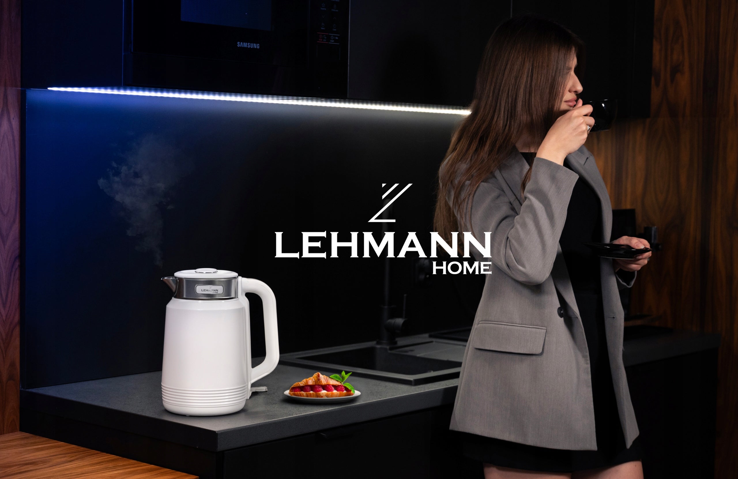 CORDLESS ELECTRIC KETTLE 2200W STRONG WHITE STEEL LARGE 2,0L QUIET Brand Lehmann