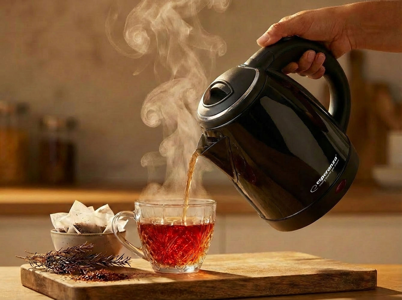 CORDLESS ELECTRIC KETTLE SMALL 1L 1350W STEEL ESPERANZA Brand no brand