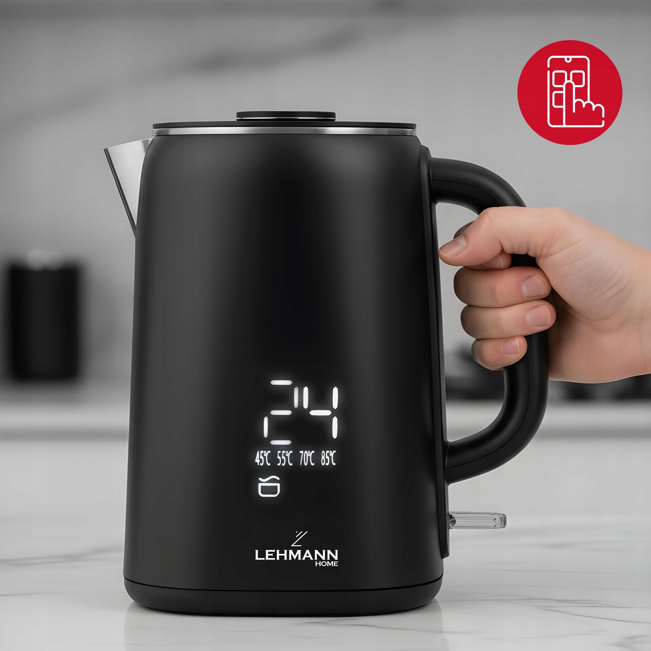 CORDLESS ELECTRIC KETTLE WITH TEMPERATURE CONTROL TOUCH LED 1,7L Brand Lehmann