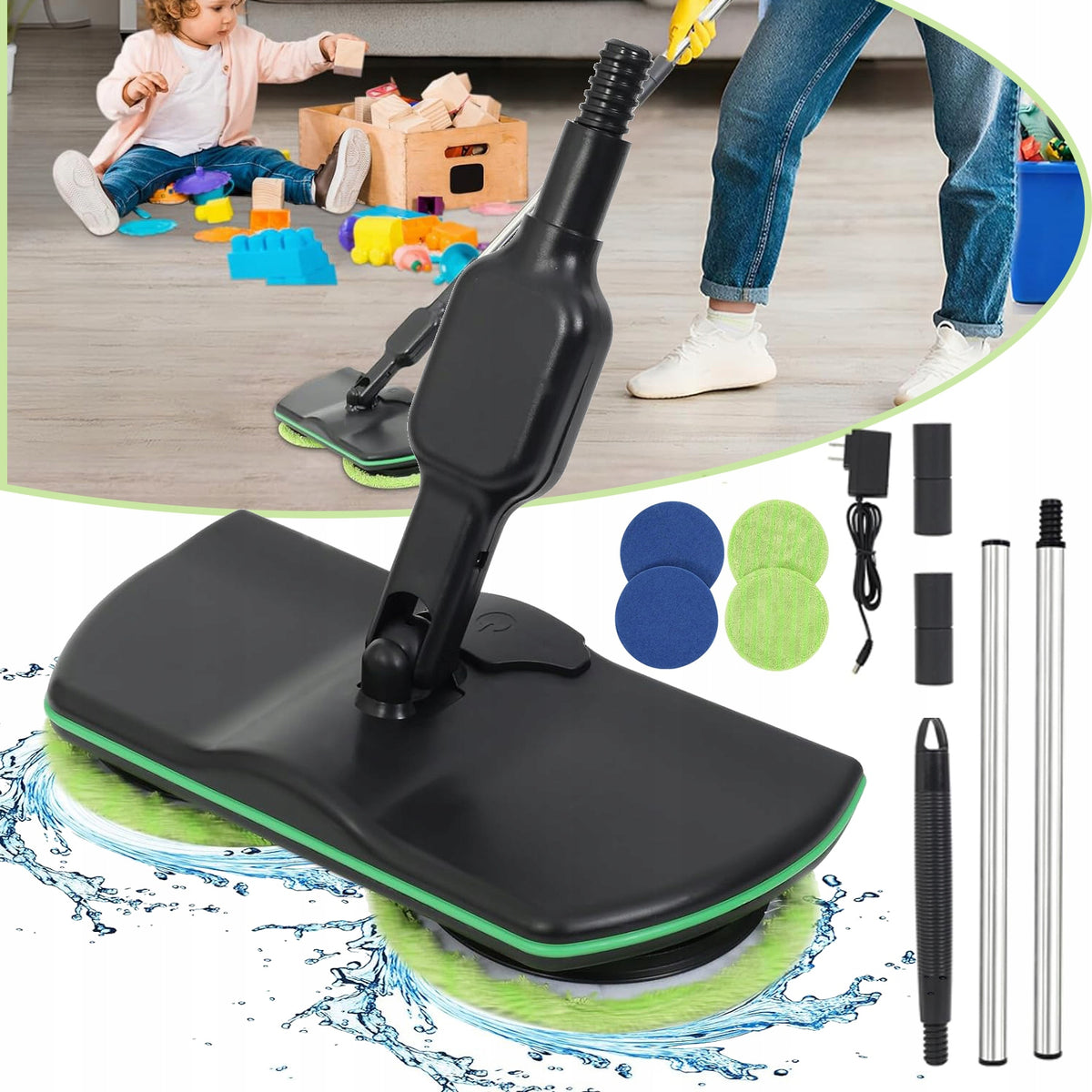 CORDLESS ELECTRIC MOP, ELECTRIC FLOOR BRUSH, 180 ROTATION