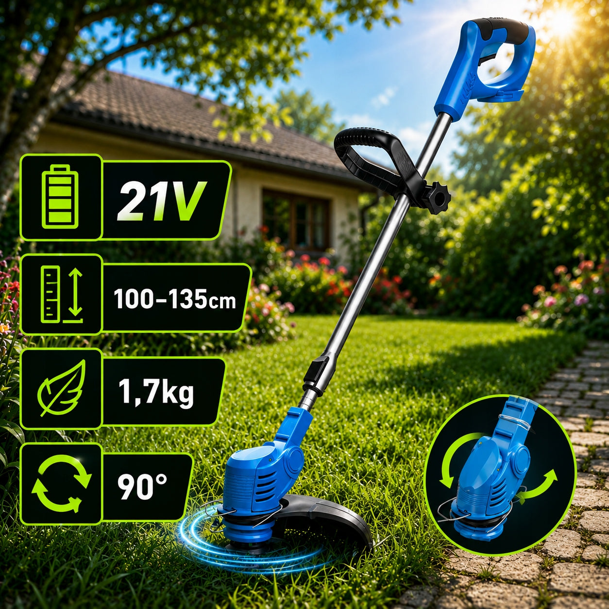 CORDLESS GARDEN GRASS TRIMMER FOR LINE BATTERY SCYTHE BRUSH CUTTER Brand 4Garden