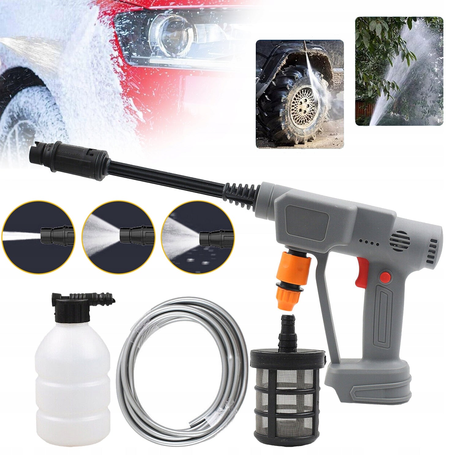CORDLESS HIGH PRESSURE WASHER, FOR CAR, HOME, LAWN, GARDEN