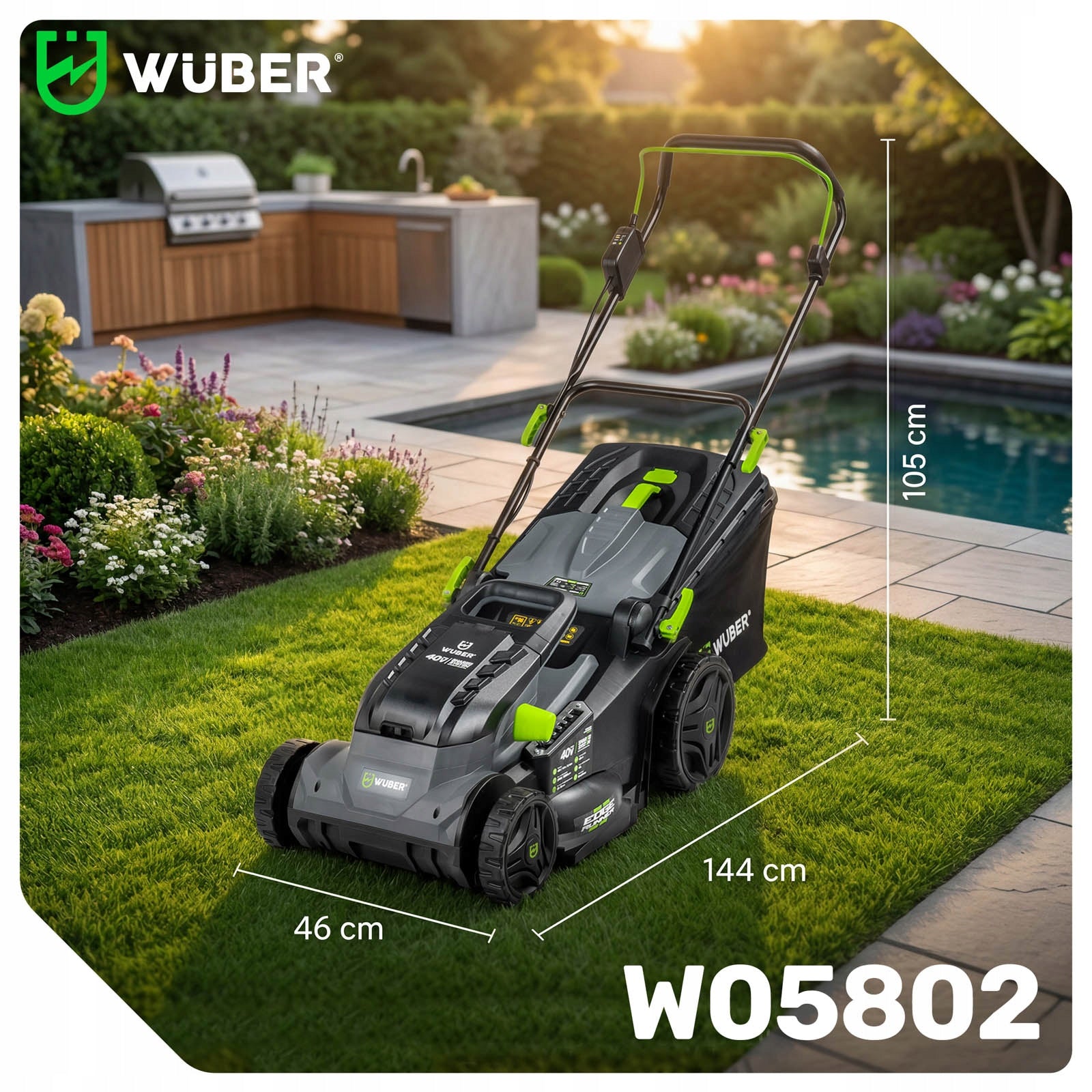 CORDLESS LAWN MOWER 40V BRUSHLESS 43CM 1xAKU 4 AH STRONG 45L Manufacturer code W05802 KOSIARKA AKUMULATOROWA 40V MOCNA 43CM