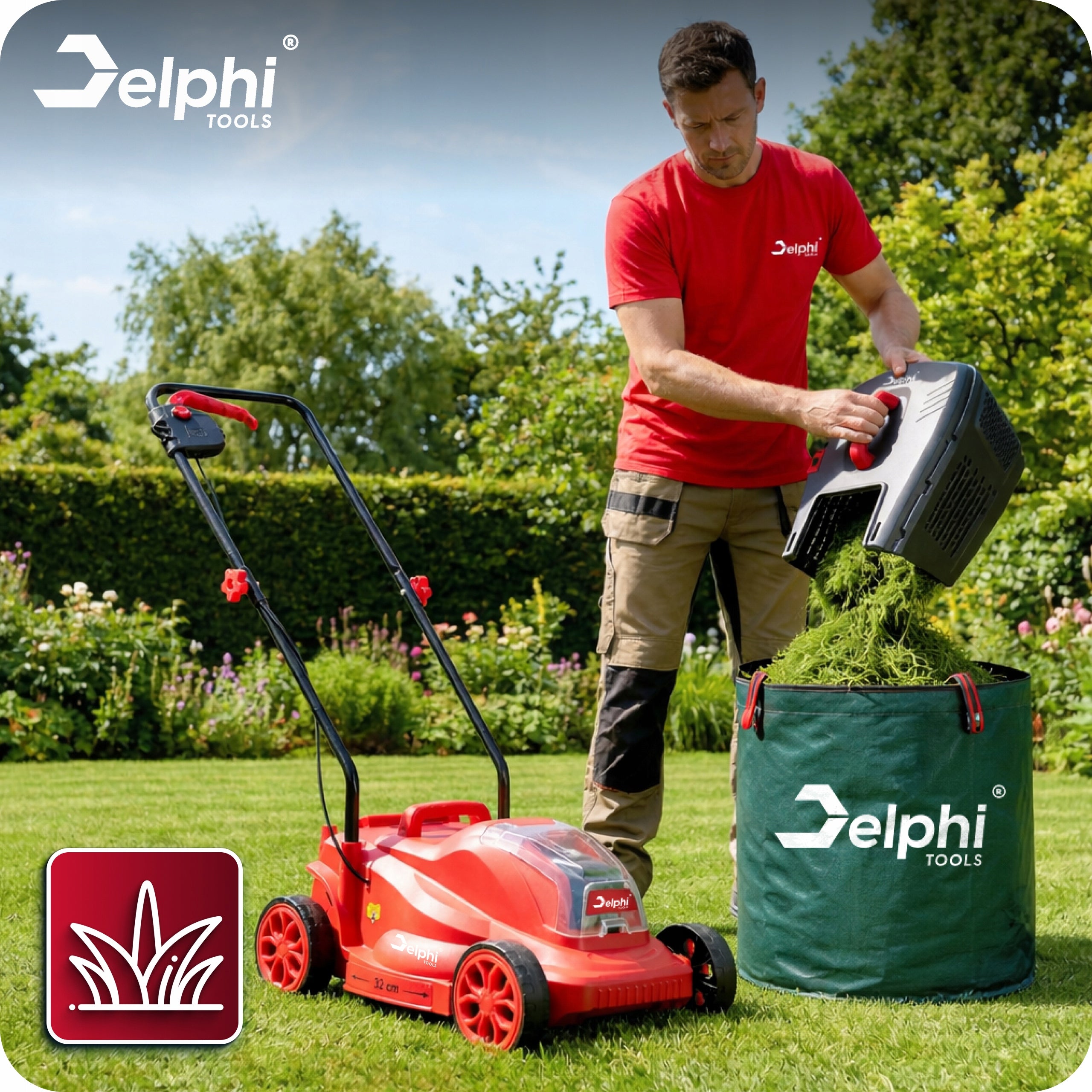 CORDLESS LAWN MOWER BRUSHLESS STRONG 2xAKU CHARGER 32cm Mowing width 32 cm
