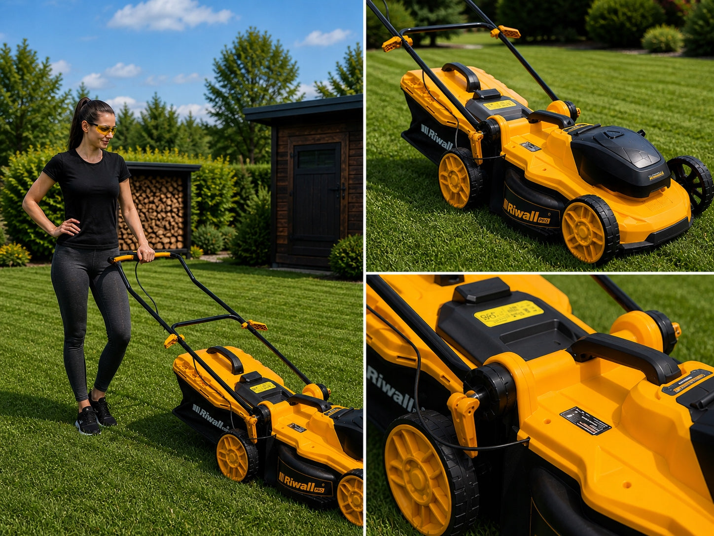 CORDLESS LAWN MOWER FOR GRASS 2X AKU 8 AH RIWALL 42cm Model Riwall RALM 4020i set