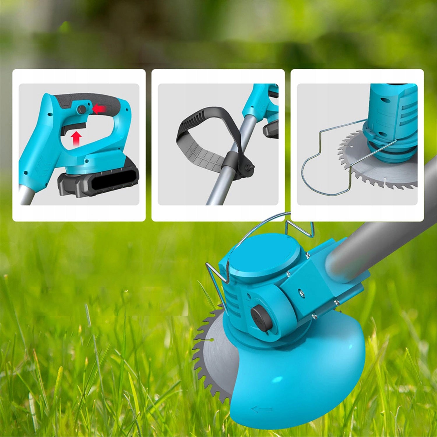 CORDLESS LAWN TRIMMER SCYTHE 21 V 2x BATTERY 2100 ACCESSORIES Brand Kkmoon