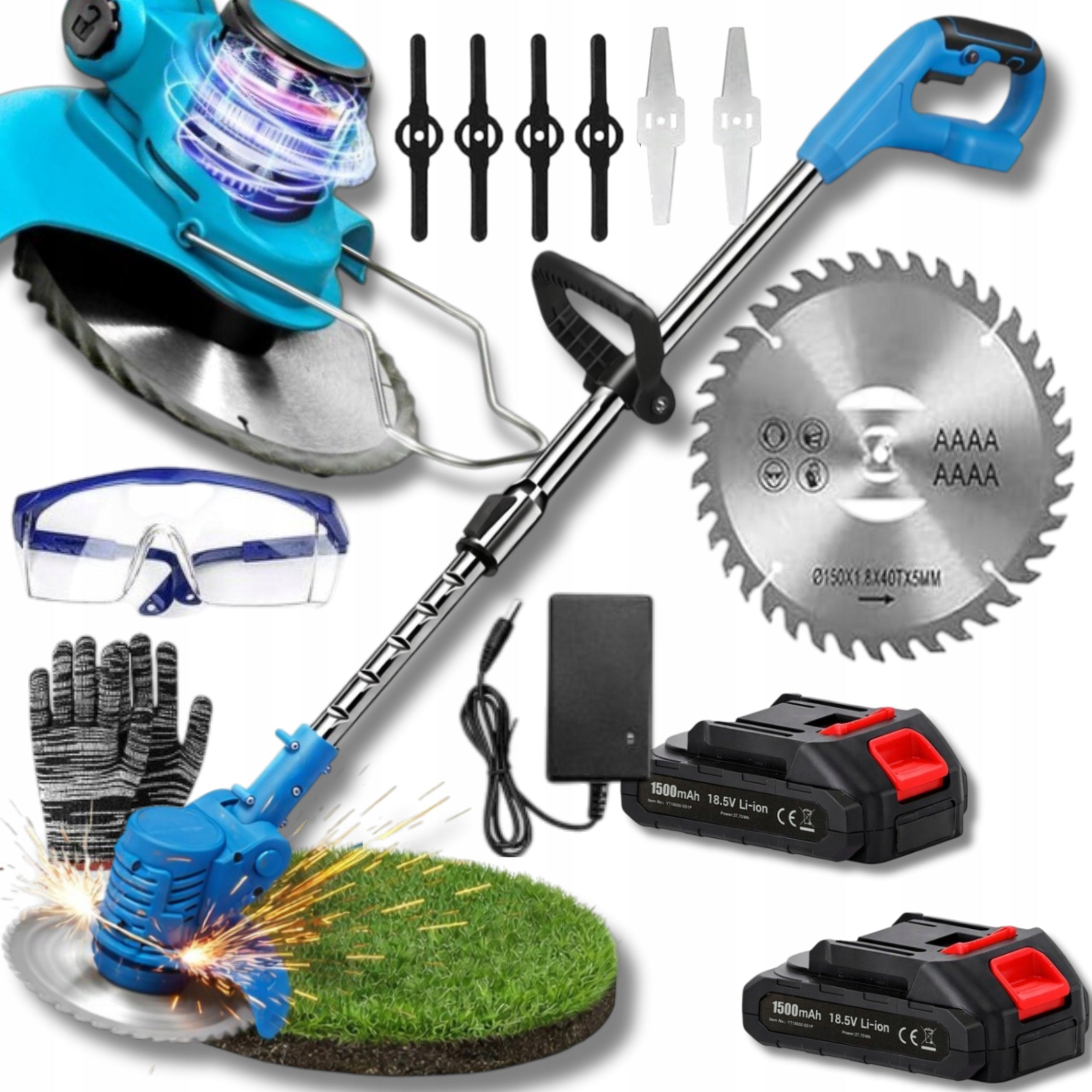 CORDLESS LAWN TRIMMER SCYTHE 21 V 2x BATTERY 2100 ACCESSORIES