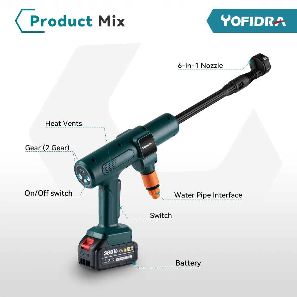 CORDLESS PRESSURE WASHER 100 BAR 2X AKU 18V MULTIFUNCTIONAL NOZZLE Packaging status original