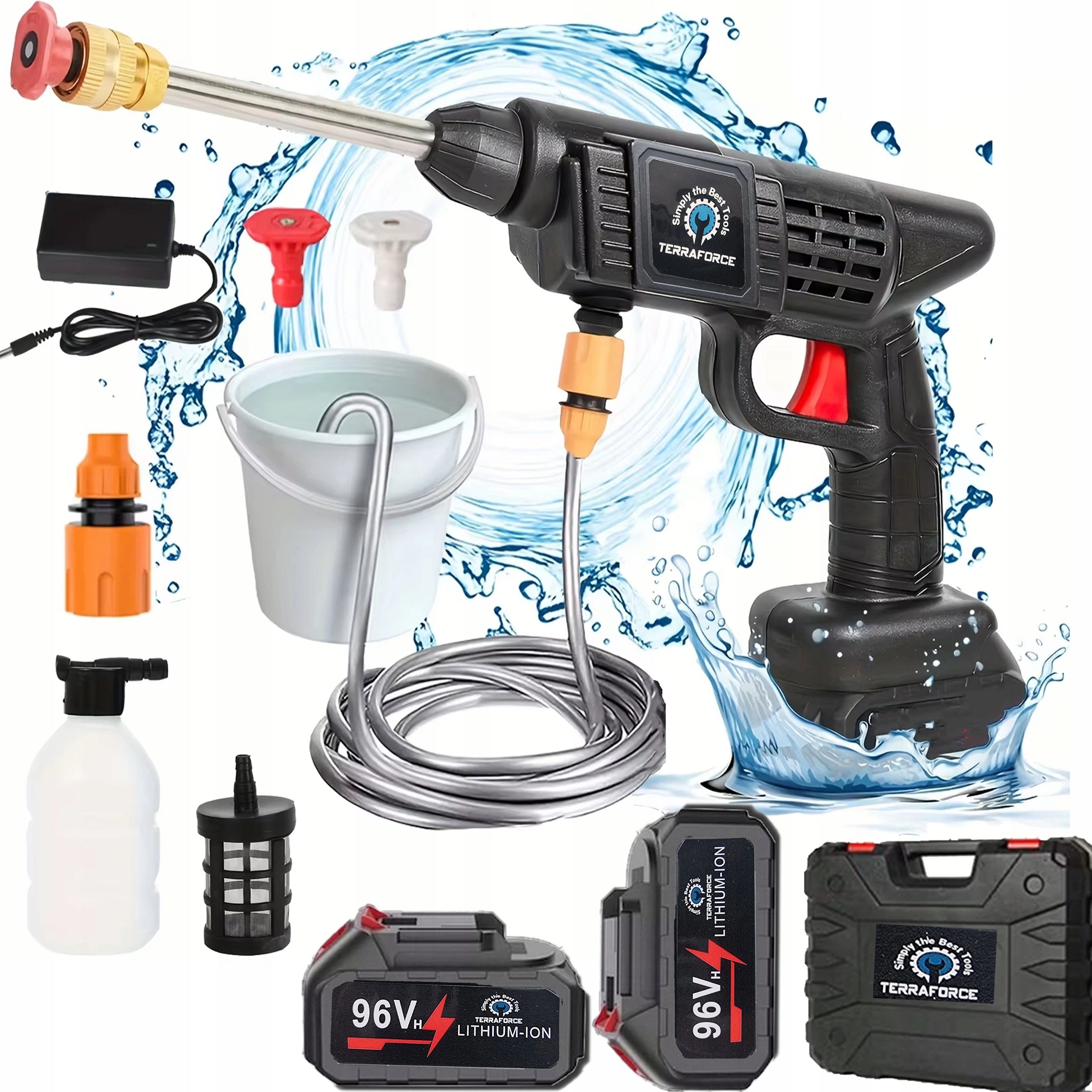 CORDLESS PRESSURE WASHER 65 BAR 2X AKU 21V FOAMER 850W SUITCASE