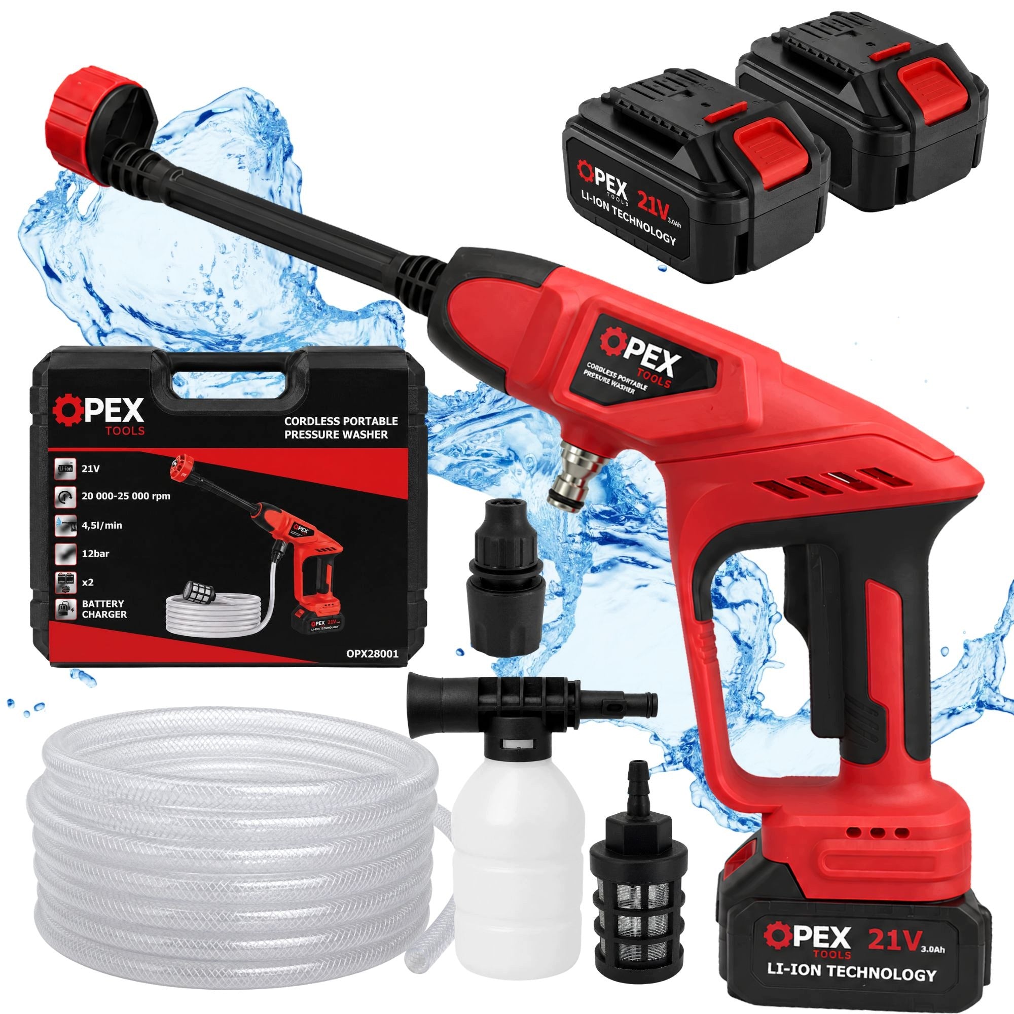 CORDLESS PRESSURE WASHER FOR CUBE 2X AKU 3AH 21V MULTI NOZZLE SET