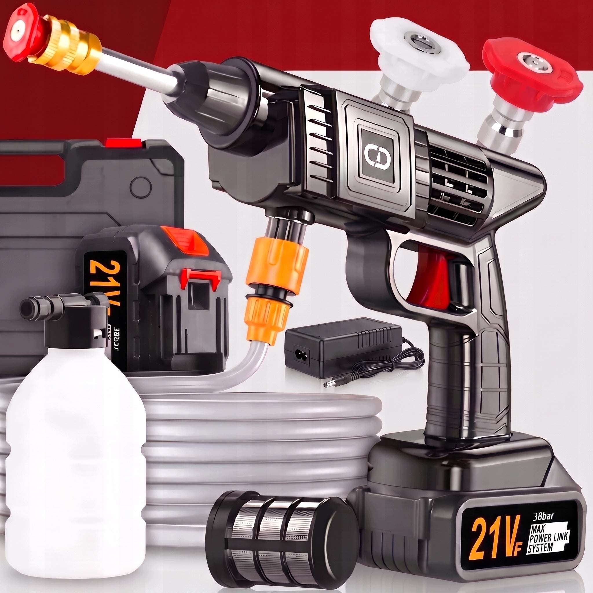 CORDLESS PRESSURE WASHER FOR GARDEN WINDOWS AND CUBES, POWER SET 810W Manufacturer code MYJKA CIŚNIENIOWA AKUMULATOROWA 2x AKUMULATOR