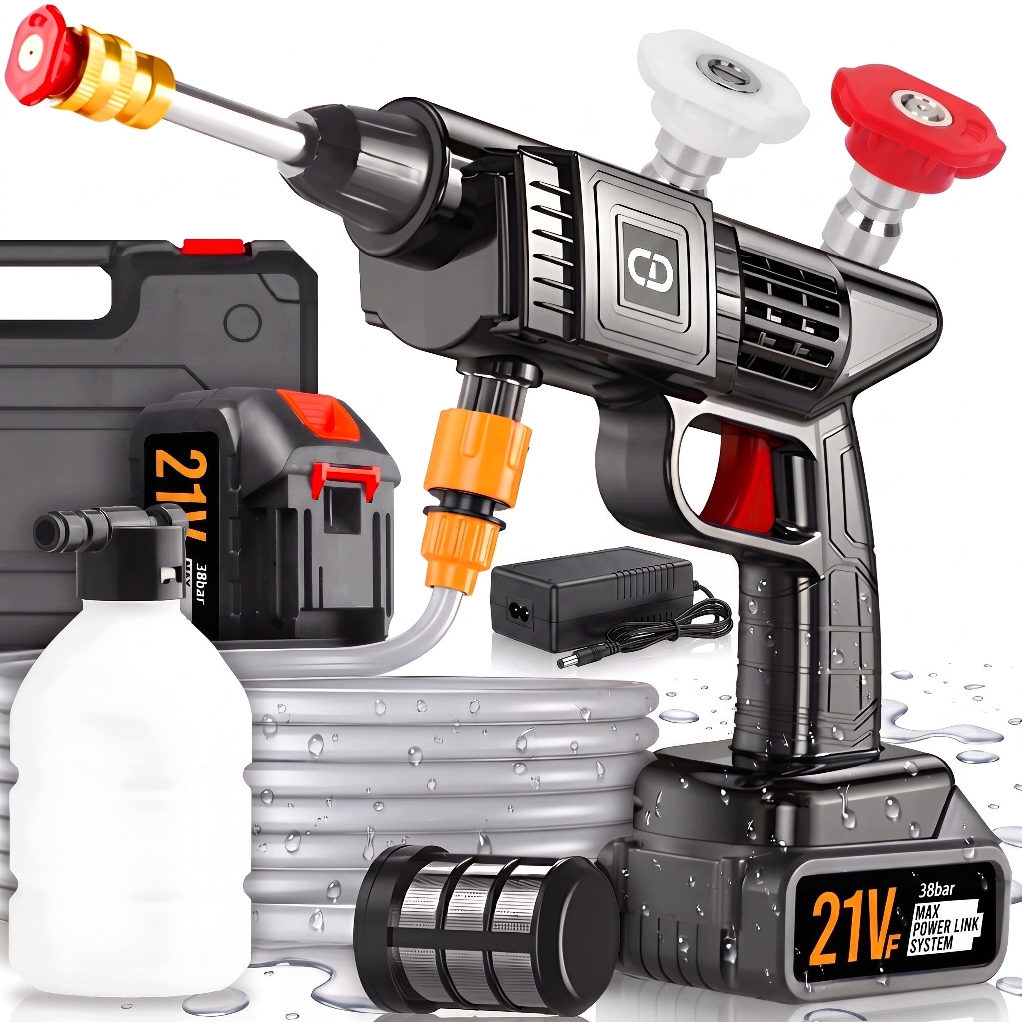 CORDLESS PRESSURE WASHER FOR GARDEN WINDOWS AND CUBES, POWER SET 810W