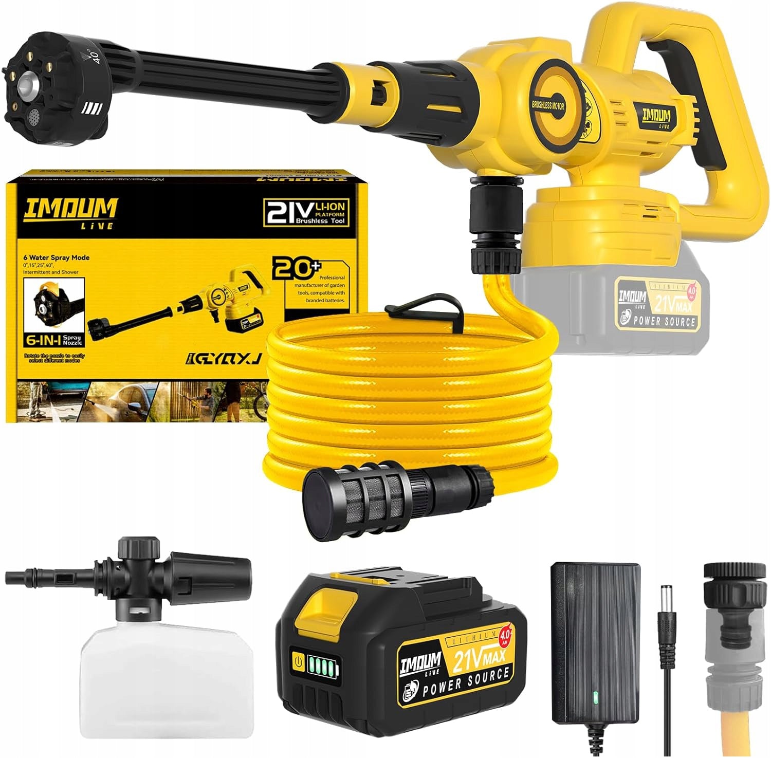 CORDLESS PRESSURE WASHER IMOUM 4Ah 21V 400W XXL SET Manufacturer code GYQXJ