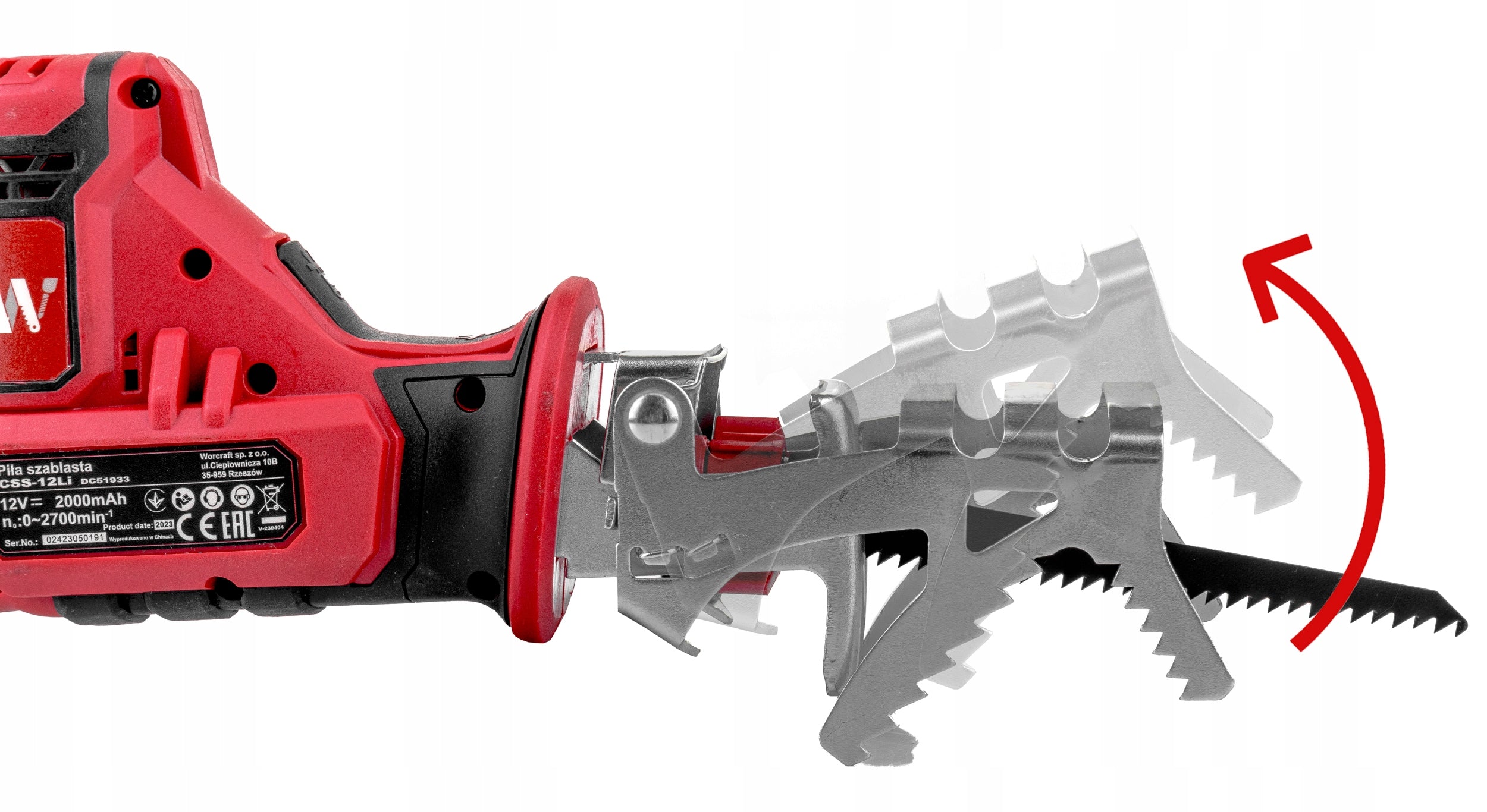 CORDLESS Reciprocating Saw in Suitcase WORCRAFT FOX TAIL BRANCH SAW Maximum power 650 W