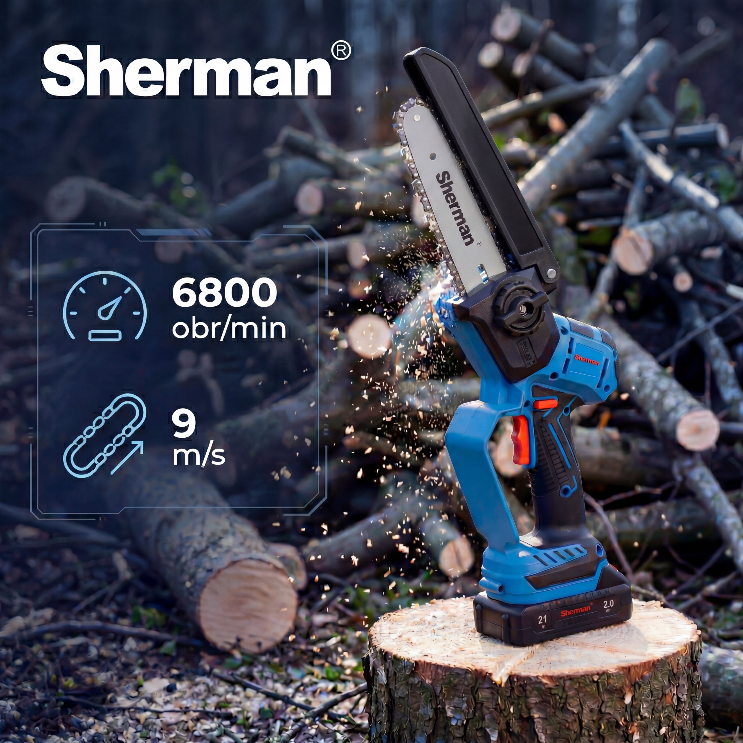 CORDLESS SAW ET510 - 2x Aku 21V | 6" | AUTO. LUBRICATION | Sherman Packaging status original